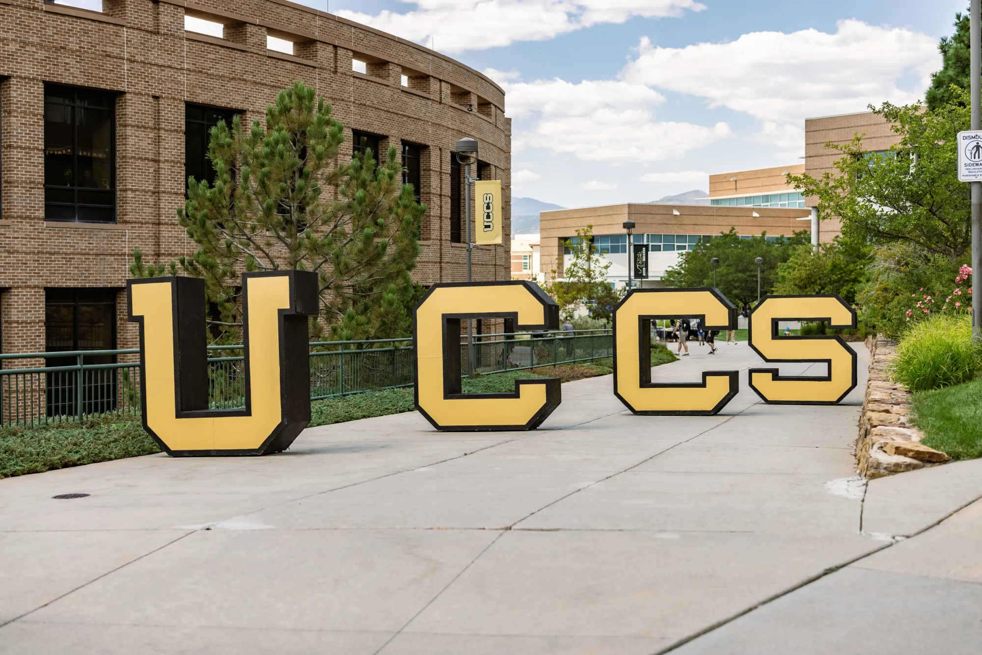 UCCS letters on the campus sidwalks